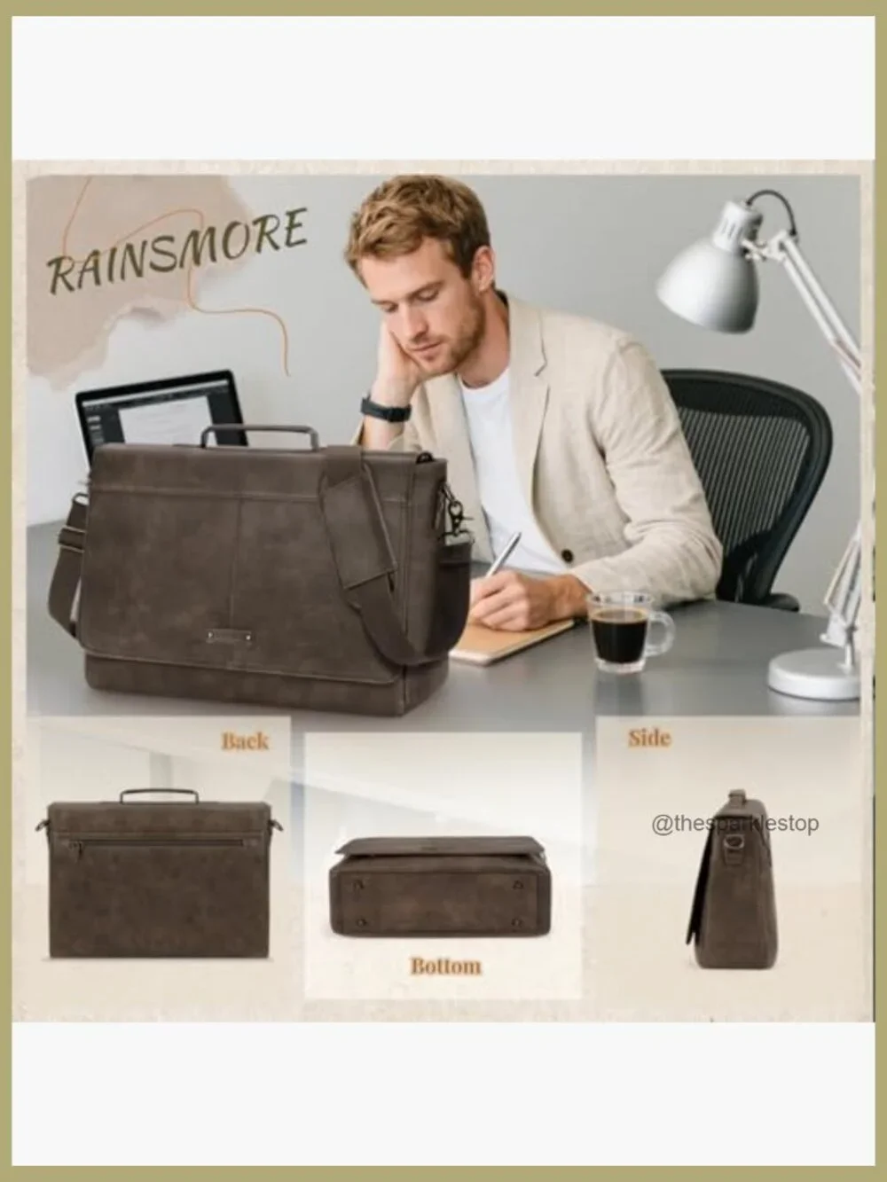 Vintage PU Leather Laptop Messenger Bag 15.6